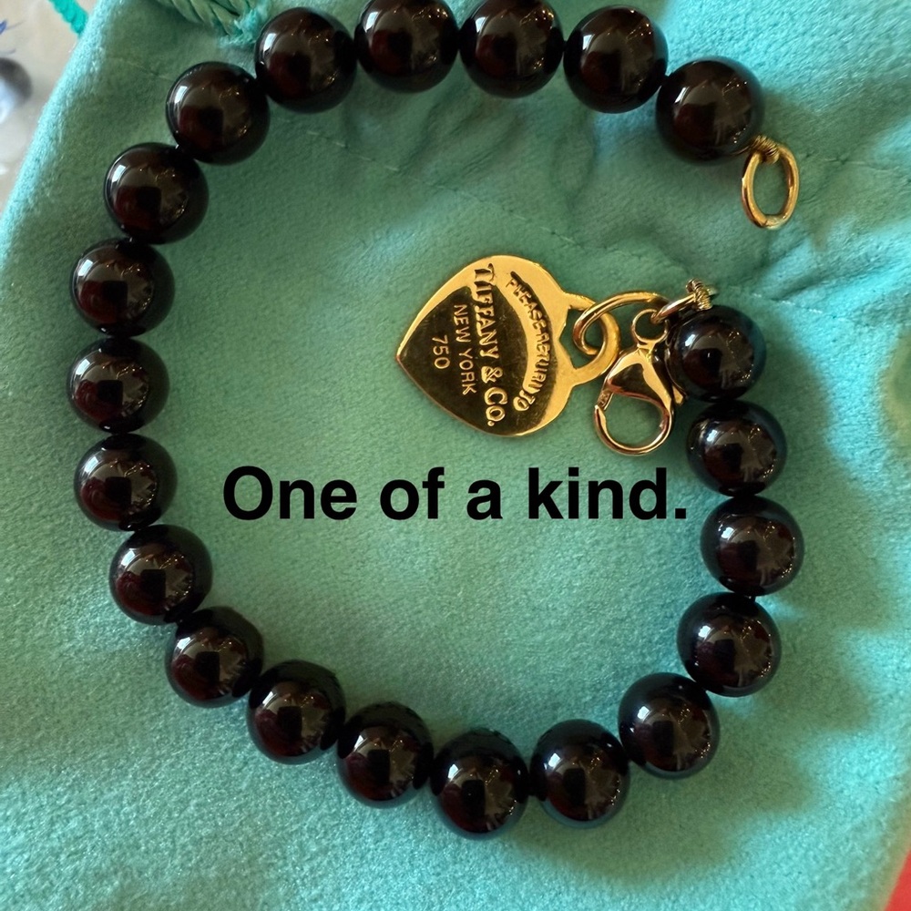 Tiffany & Co. Black Beaded Bracelet with Gold Charm
